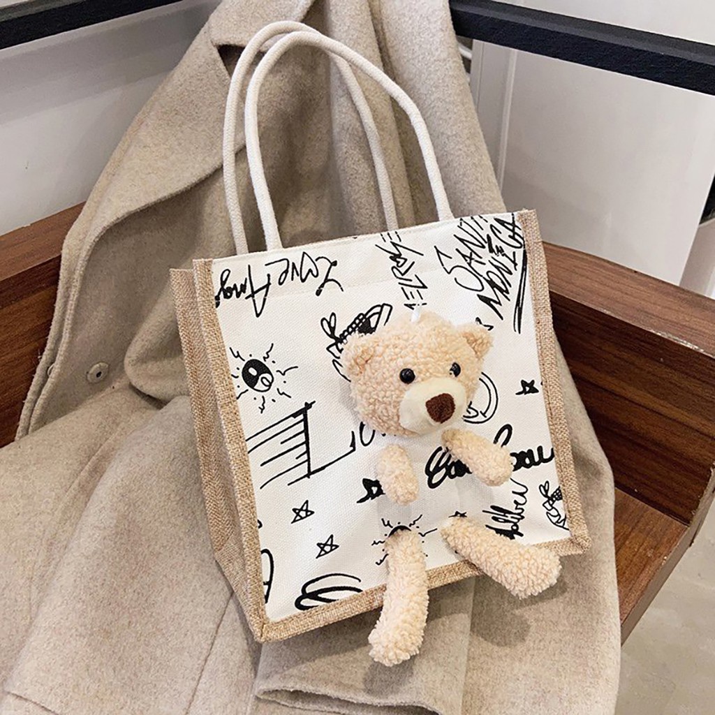 Túi cói đi biển mini thời trang vintage, túi vải tote canvas xách tay nữ đi biển TV05 - ENMA Shop