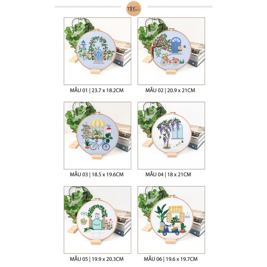 Kit thêu tay - Bộ nguyên liệu thêu tranh hình vườn hoa phong cách châu Âu