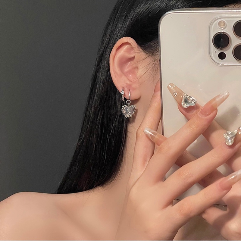 Bông Tai Hình Vuông Đính Kim Cương Lấp Lánh Phong Cách Hàn Quốc Dành Cho Nữ