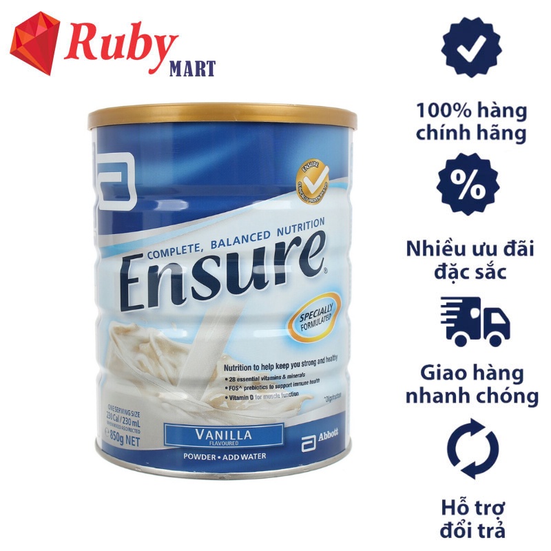 Sữa Bột Ensure hàng Úc 850gr Dễ Uống