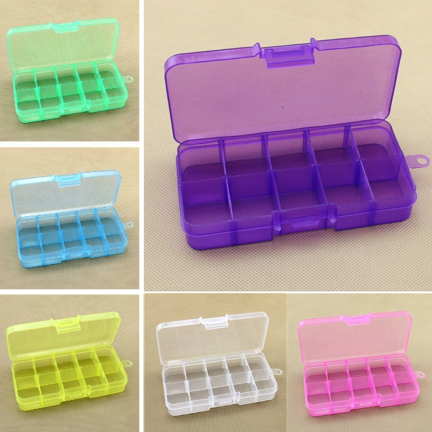 Hộp Nhựa Trong Suốt 10 Ngăn Đựng Trang Sức Tiện Dụng