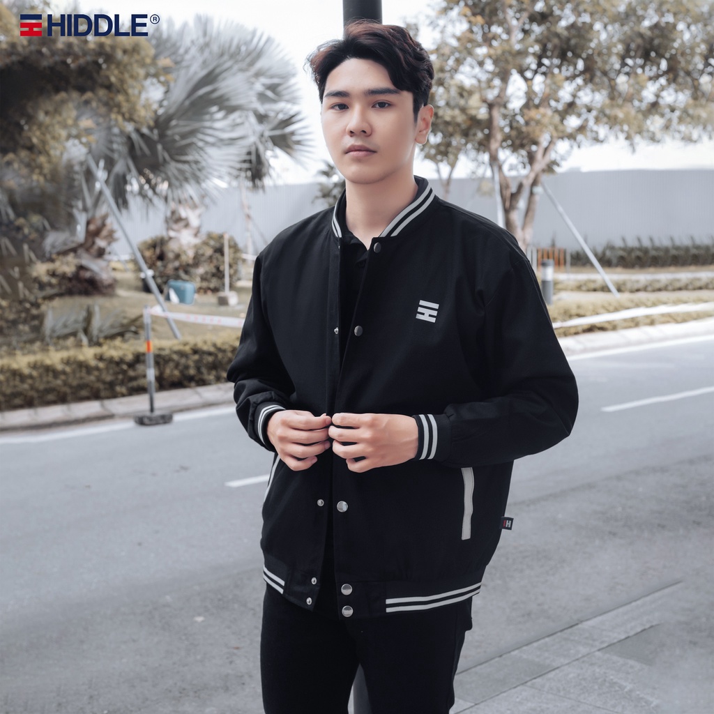 Áo khoác nam bomber Varsity vải kaki 2 lớp dày dặn nút bấm chắc chắn HIDDLE 266212