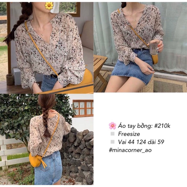 [order] Áo sơ mi tay bồng hoạ tiết