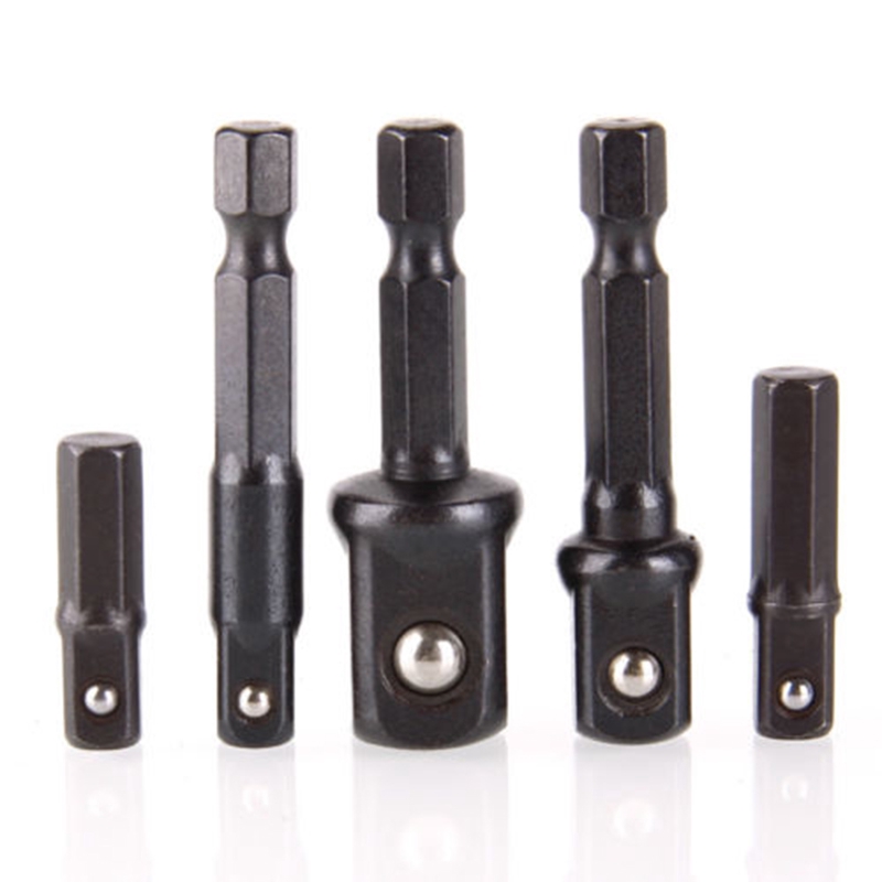 Set 5 phụ kiện chuyển đổi ổ cắm Hex sang 1/4&quot; 3/8 1/2 inch Ratchet bit cho tua vít