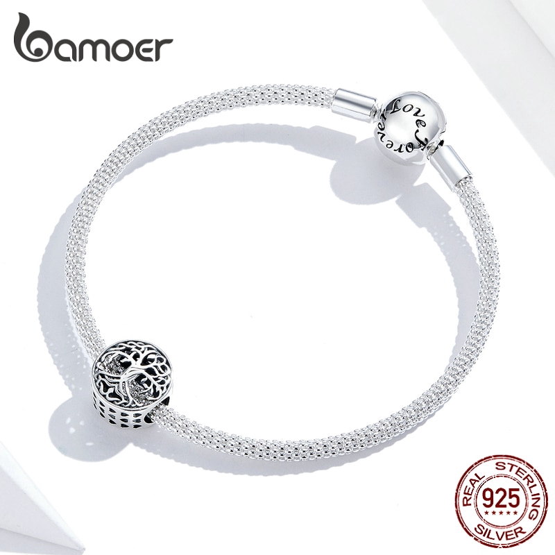 Hạt Phụ Kiện Bamoer SCC1457 Bằng Bạc 925 Mặt Hình Cây Sự Sống Phong Cách Cổ Điển Thời Trang