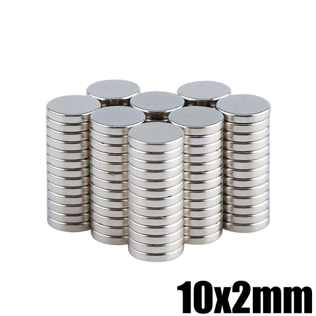 100 viên nam châm viên trắng mỏng 10x2mm- Round magnet 10x2mm, lưu ý nam châm hút mạnh nhưng mỏng.