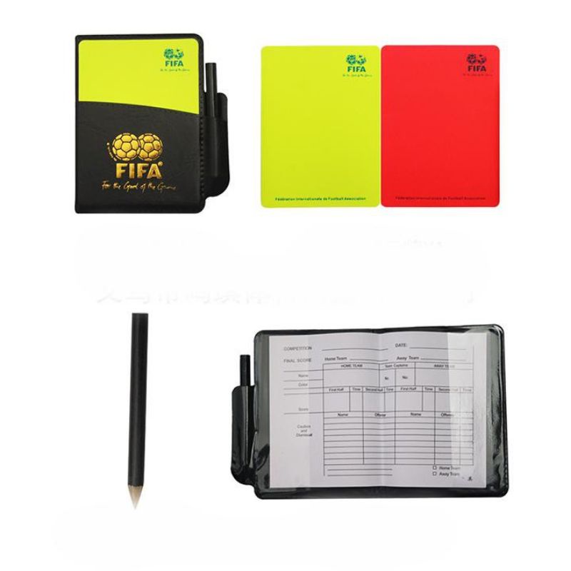 Thẻ trọng tài bóng đá FIFA kèm bút và sổ -Thẻ đỏ thẻ vàng cho trọng tài bóng đá