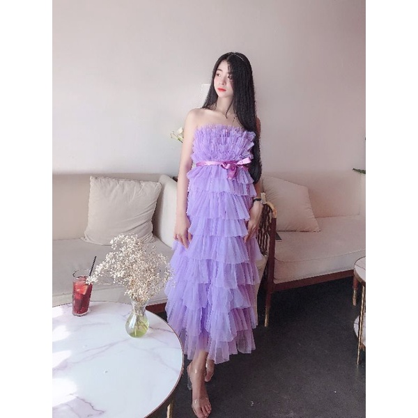 Đầm dự tiệc lưới 9 tầng , đầm lưới nhún giá rẻ DG 4231