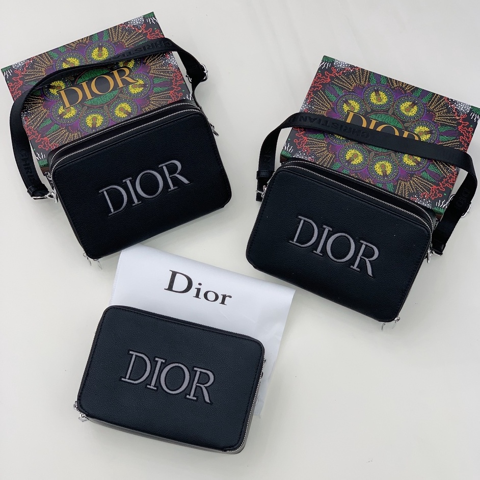 Túi hộp đeo chéo Dior basic da bê mềm logo dập nổi LA 2022 fullbox