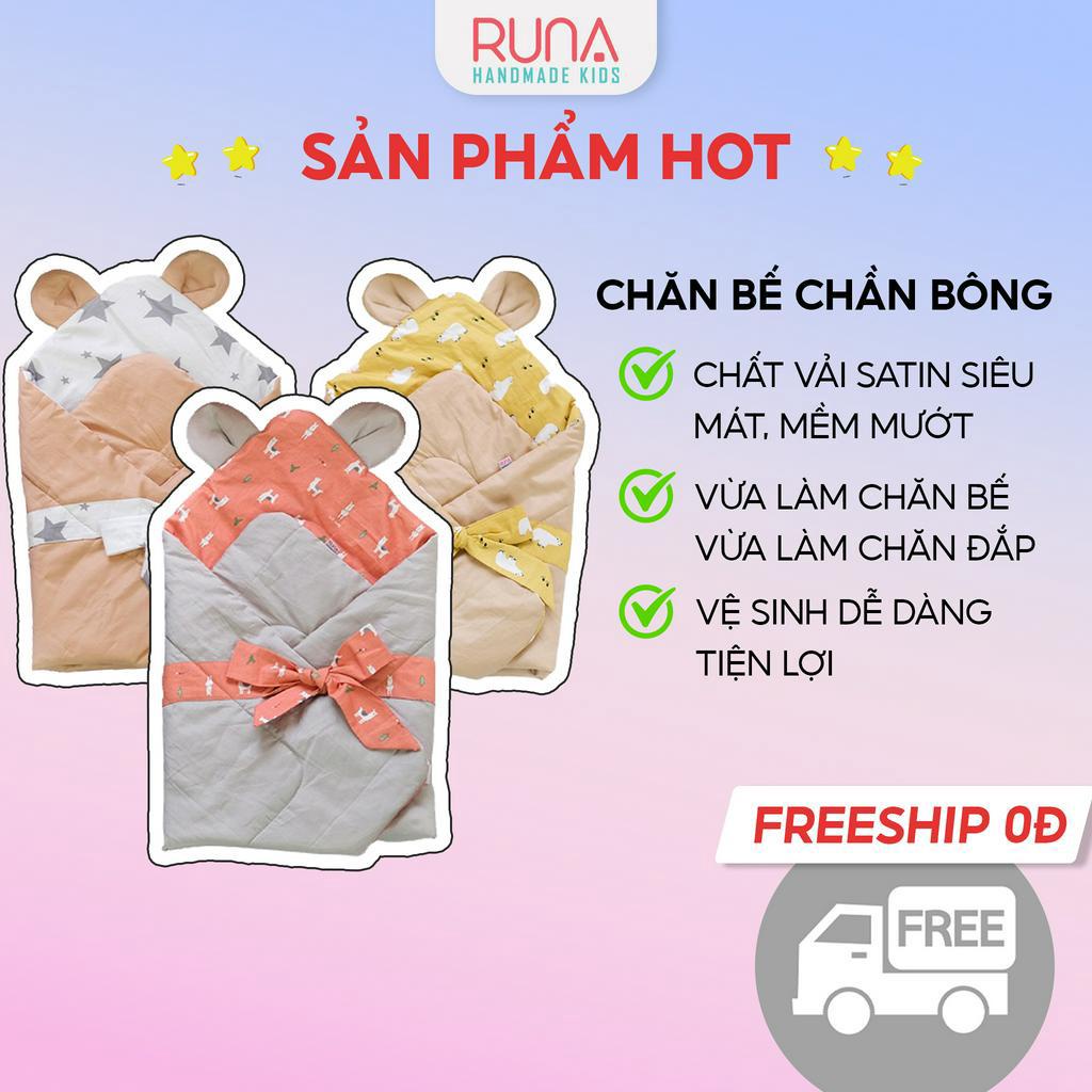 Chăn bế chần bông cho trẻ sơ sinh RUNA KIDS chất liệu satin cao cấp mềm mướt an toàn cho bé