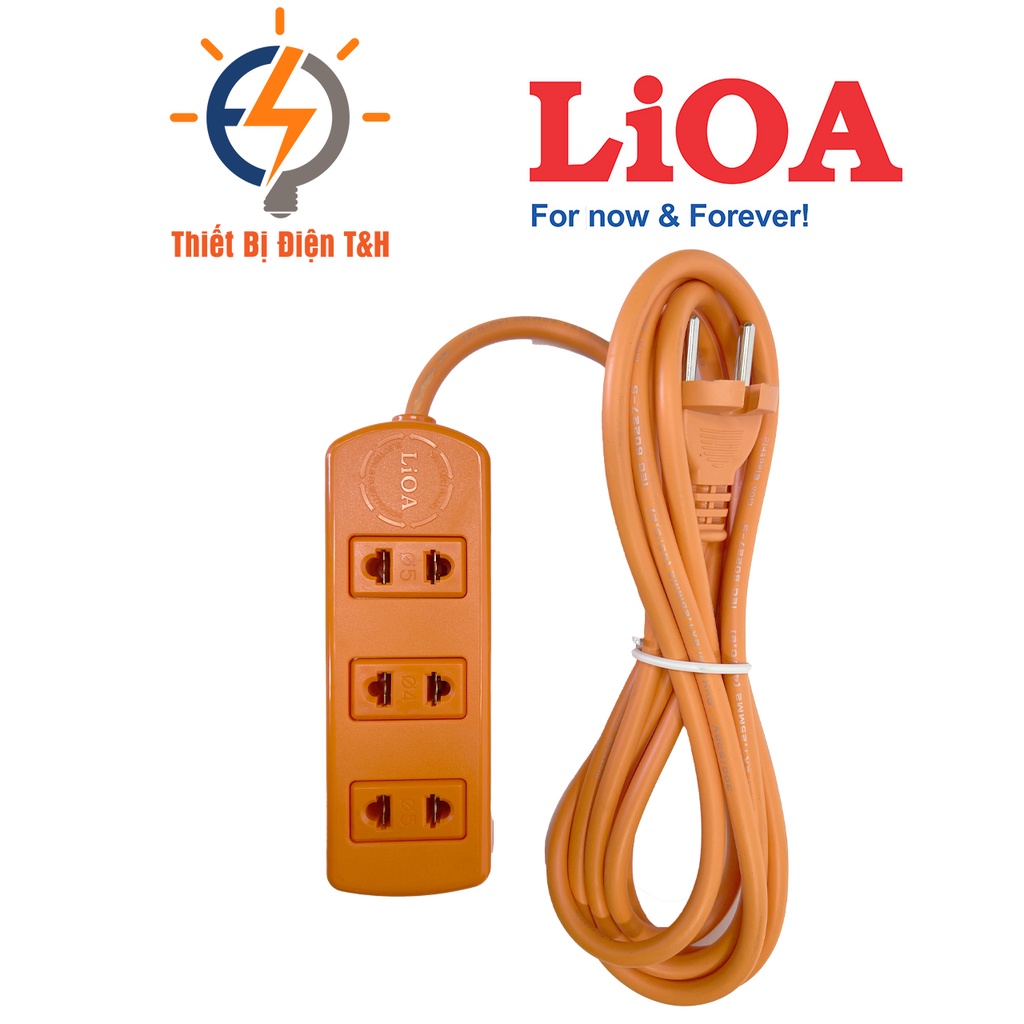 Ổ cắm điện LIOA công suất lớn chịu tải 3 nồi lẩu, 3300W, 3 ổ cắm, dây dài 3M - S3TC - Thiết Bị Điện T&amp;H