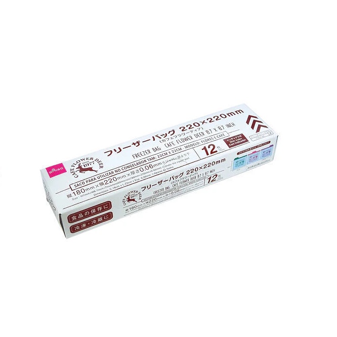 Daiso Túi zip trữ đông Cafe Flower Deer 220x220mm