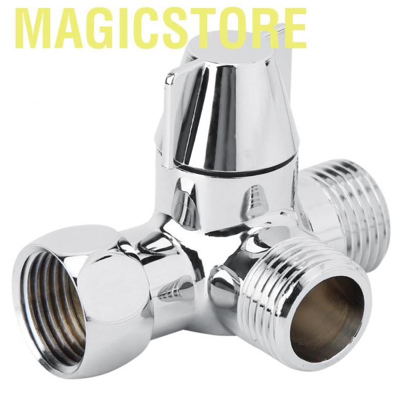 Magicstore Bathroom Angle Valve Brass T-shaped 3-Way Shower Arm Diverter for Toilet Bidet Sprayer G1/2&quot;