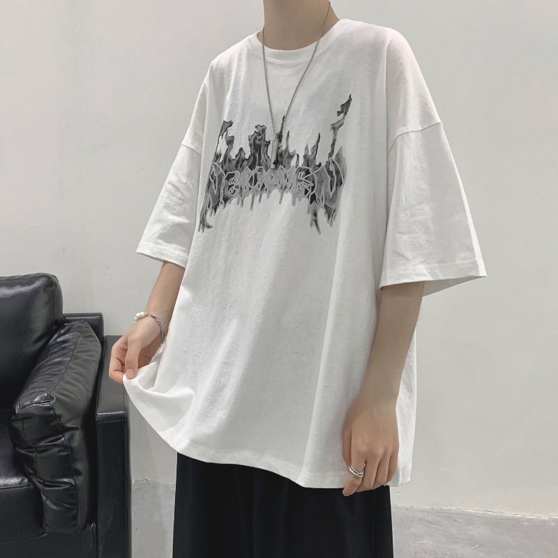 Áo Thun Nam Ngắn Tay Cổ Tròn In Chữ Phong Cách Hip hop Thời Trang Size M-5XL