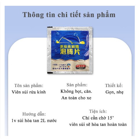 Viên Sủi Rửa Kính, Viên Sủi Pha Nước Rửa Kính Xe Hơi Và Kính Trong Nhà