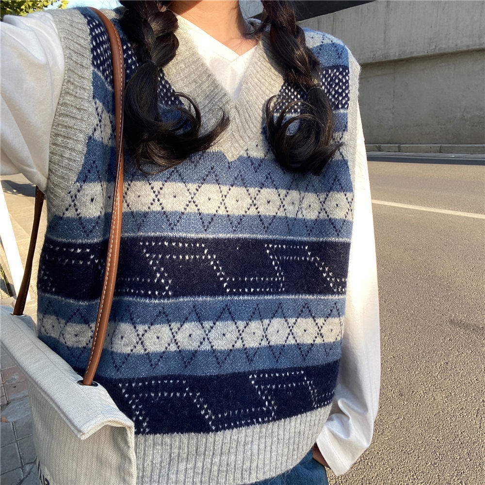 Áo thun dáng rộng/ Áo dệt kim không tay phong cách thời trang Hàn Quốc