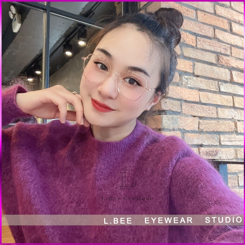 Gọng kính nam nữ L.BEE EYEWEAR mắt kính vuông to kiểu dáng unisex chất liệu kim loại mảnh 88L99