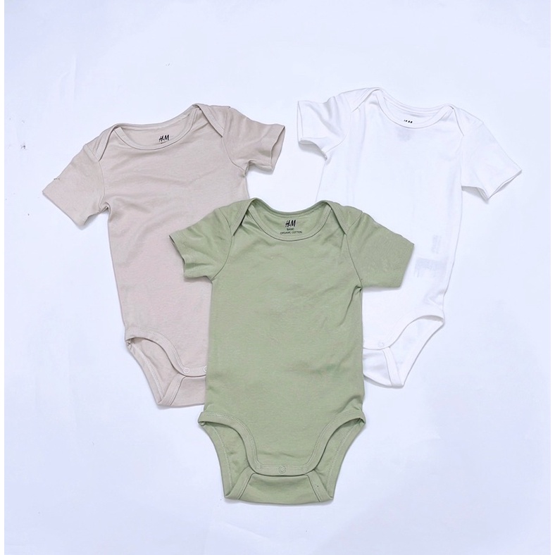 Set 3 body có tay cotton organic cho bé vợt sale