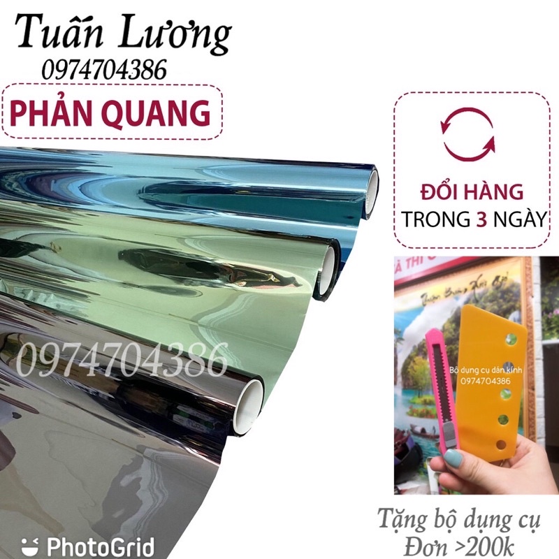 Dán kính chống nắng cách nhiệt 99% ( phản quang), dán cửa kính, kính oto, văn phòng khổ rộng 1m