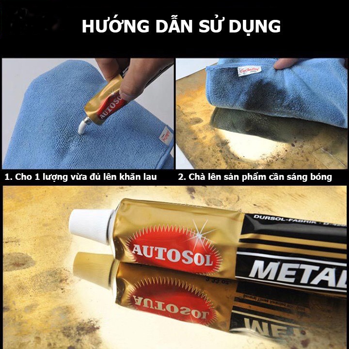 Kem Đánh Bóng Kim Loại Inox Đồng Autosol Metal Polish 100g và 50g