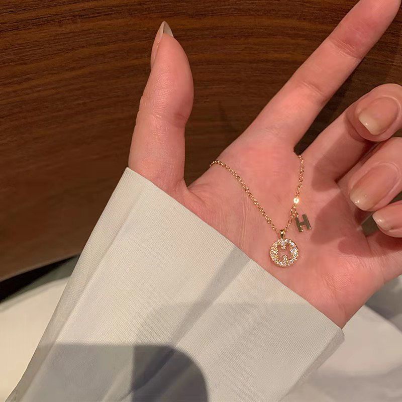 Vòng cổ Mặt Chữ H Đính Đá Zircon Thời Trang Hàn Quốc 2022 Dành Cho Bạn Nữ