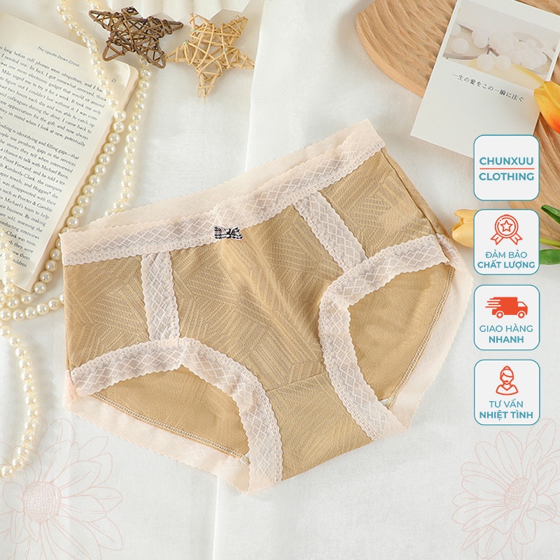 Quần lót nữ phối ren Chunxuu, chất liệu ren gấm cao cấp mềm mát thoáng khí - QC69
