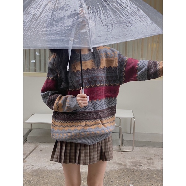 Áo len hoạ tiết thổ cẩm oversize LEN121 LOLLIE STUDIO