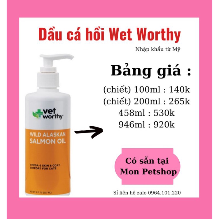 Dầu cá hồi Vet Worthy cho thú cưng chai 200ml