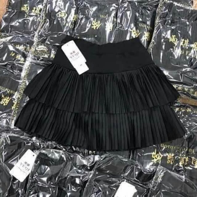 chân váy 2 tầng xếp li