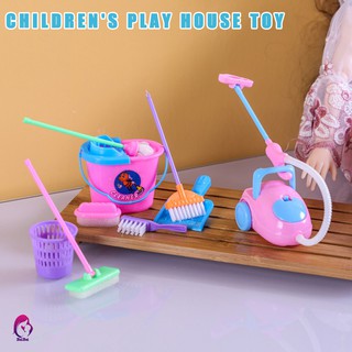 ♦♦ 9 Pcs/Set Kid Pretend Play Mini Housekeeping Tools Kitchen Home Cleaning Broom Brush Toy