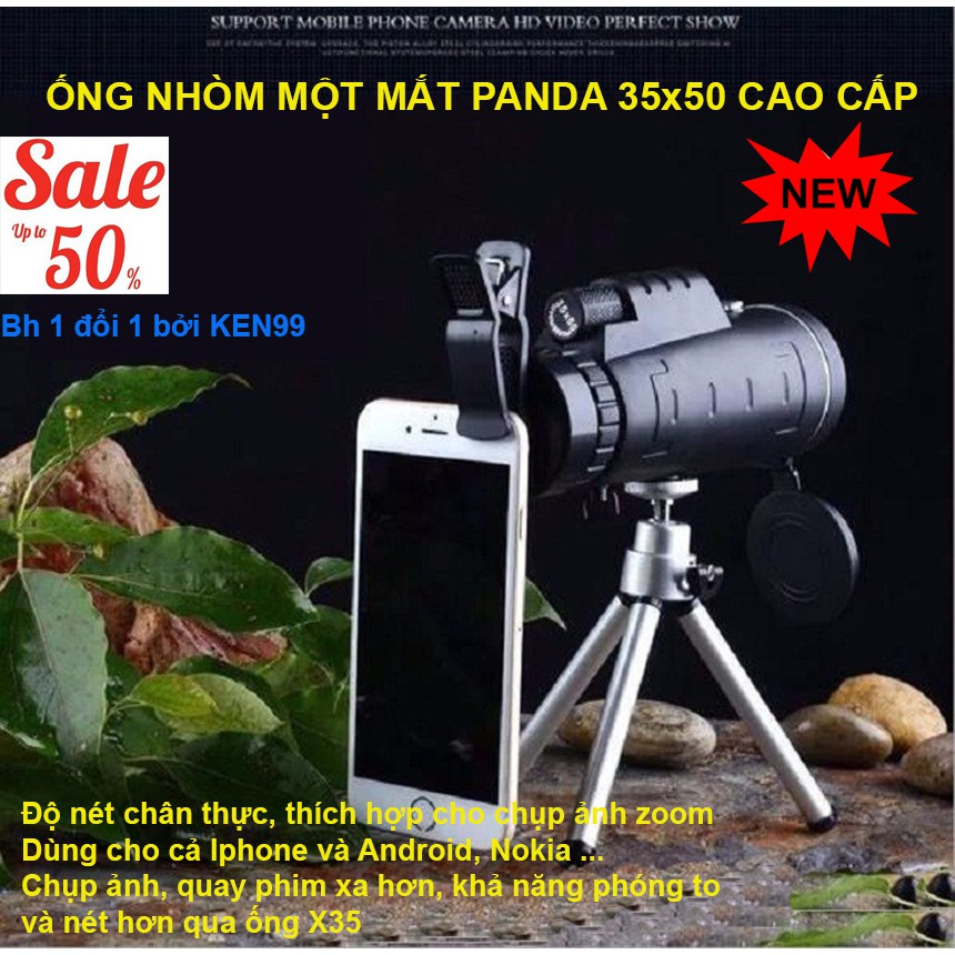 Ống nhòm chụp ảnh Panda KN557 ống nhòm 1 mắt, nhìn siêu xa ,siêu nét, tặng kèm kẹp điện thoại hỗ trợ chụp hình