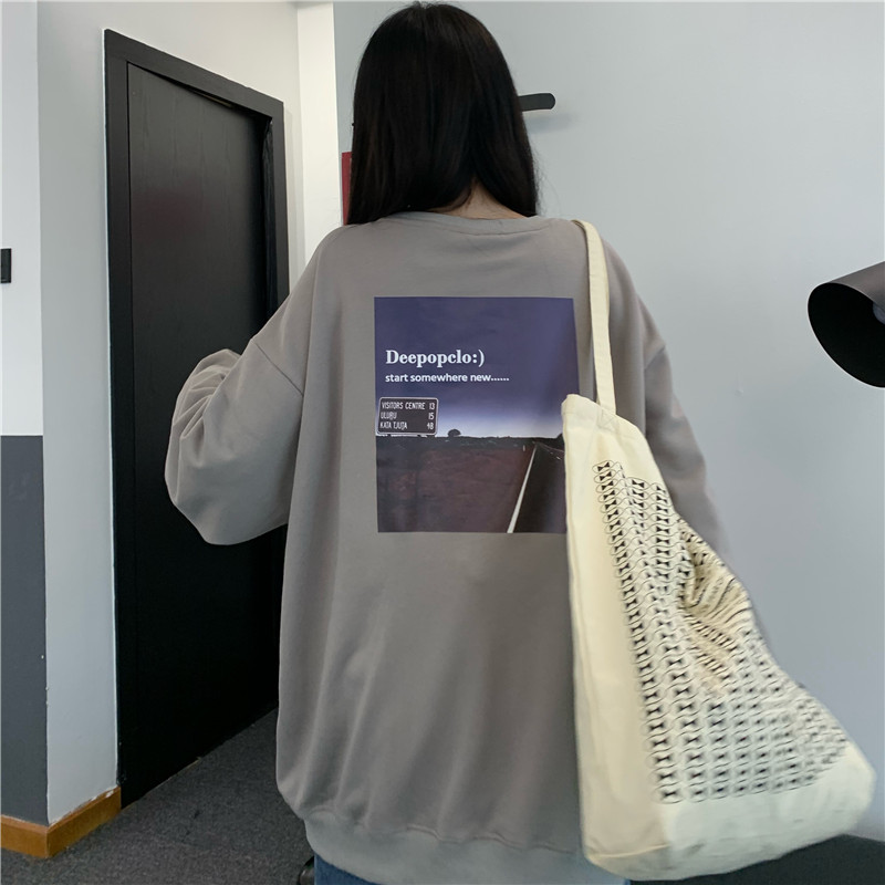 Áo thun mỏng dáng rộng in chữ thời trang mùa thu phong cách Hàn Quốc 216179 | BigBuy360 - bigbuy360.vn