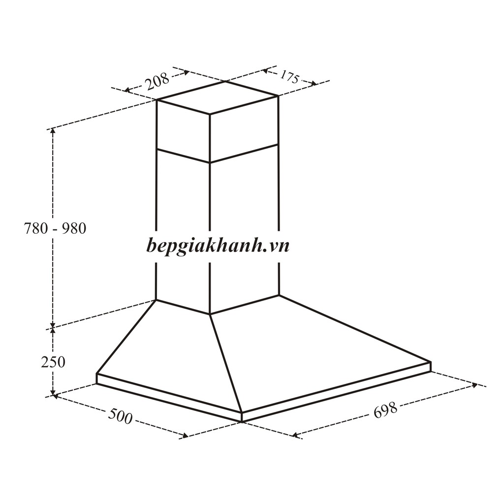 Máy hút mùi nhà bếp dạng phễu 70cm Torino SANTIAGO-70 IX nhập khẩu Italy