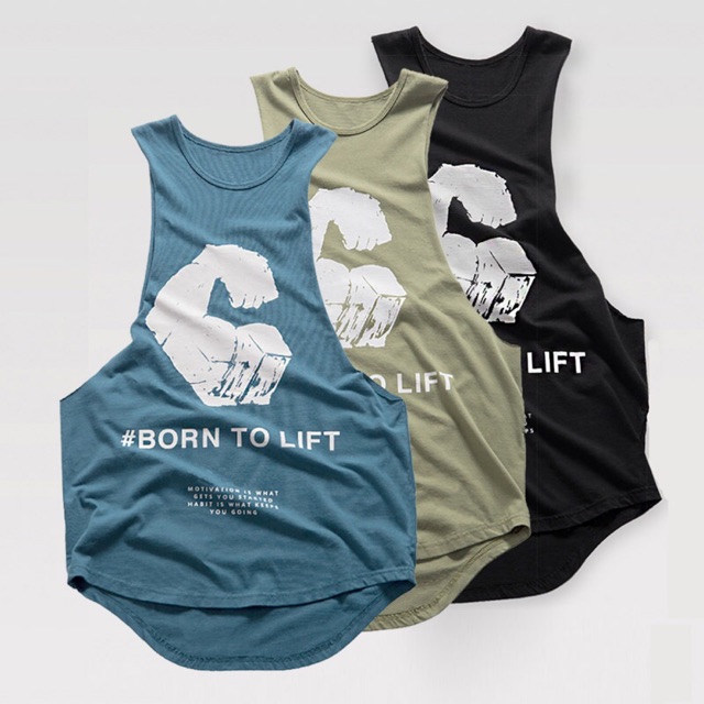 Ba lỗ nách rộng nam tập gym To Born To Lift
