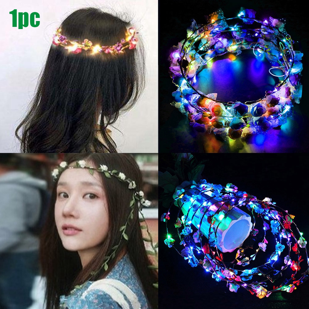 Vòng hoa đội đầu tích hợp đèn LED độc đáo