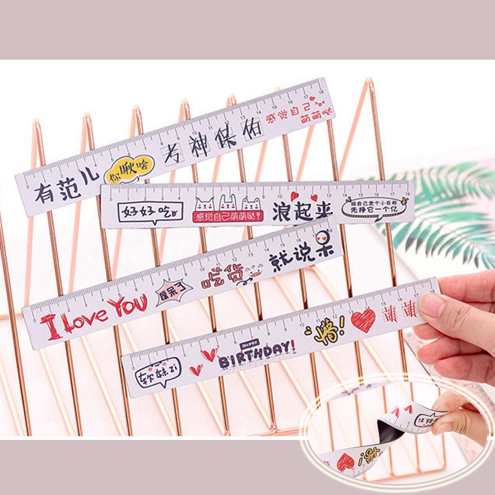 HCM - Thước nam châm dẻo siêu cool chữ Hoa mèo nhí nhố Happy BirthDay cho học sinh sinh viên
