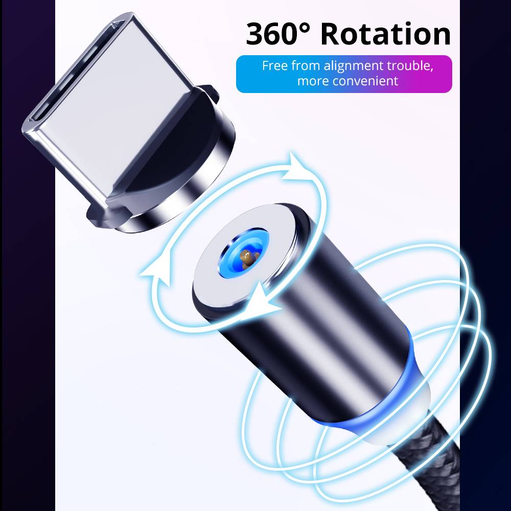Dây Cáp Sạc Từ Tính micro usb Loại c Có Đèn Cho iphone android