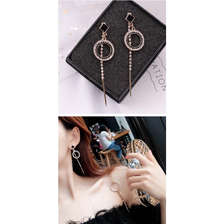 Bông Tai Dáng Dài Đính Đá Hình Trái Tim Thời Trang 2022