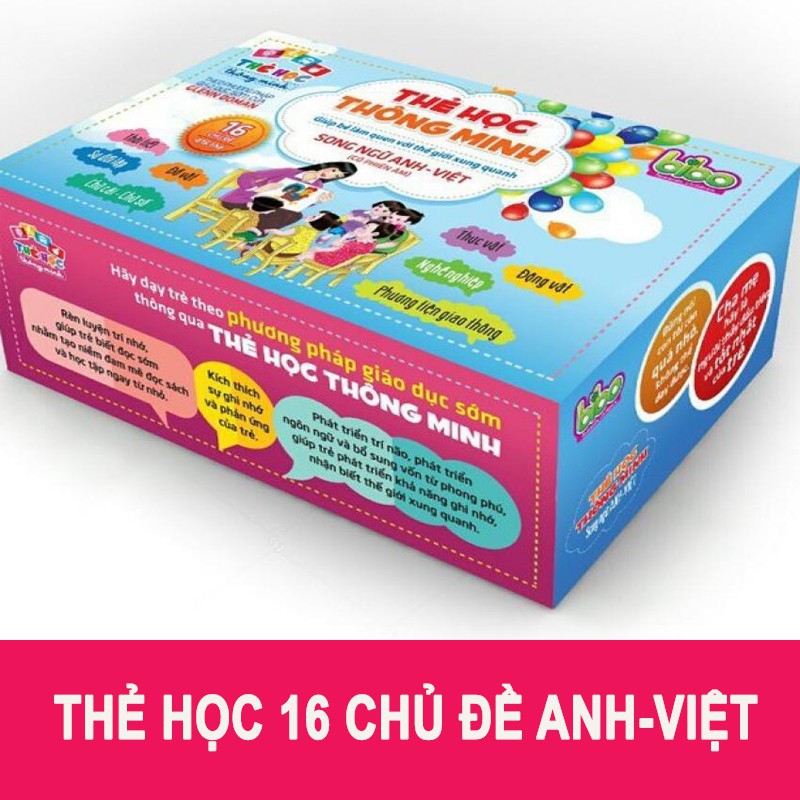 Bộ thẻ học song ngữ Việt_Anh 16 chủ đề 416 thẻ cho bé thông minh