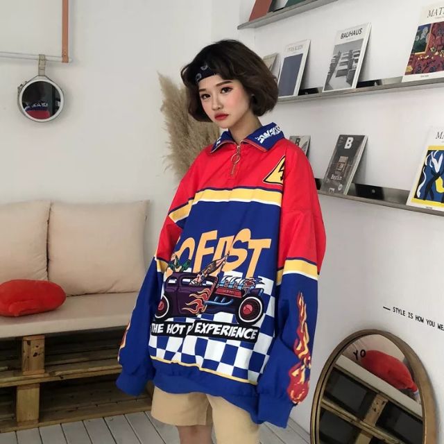 Áo hoodie gió kéo khoá zip ulzzang dáng rộng phối màu hot kèm ảnh thật ở cuối