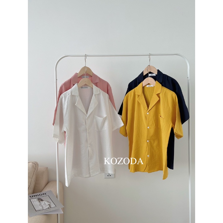 Áo sơ mi nữ form rộng cổ vest cộc tay 4 màu chất mát không nhăn kozoda SM42