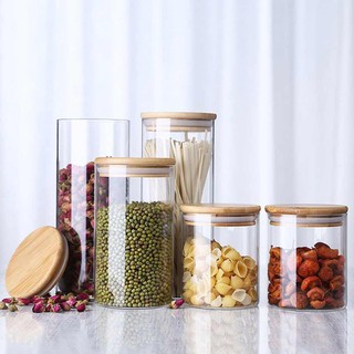 Hũ thủy tinh tròn nắp tre hít kín hơi SAPATA