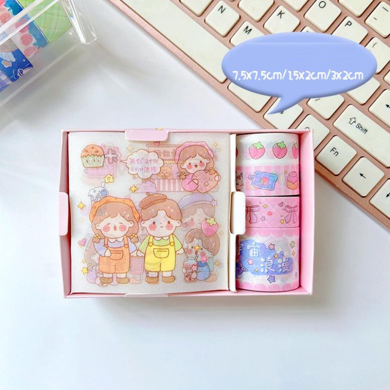 Sticker trang trí sổ MILASO set sticker và băng dính sticker trang trí sổ họa tiết hoạt hình vui nhộn SS-001413