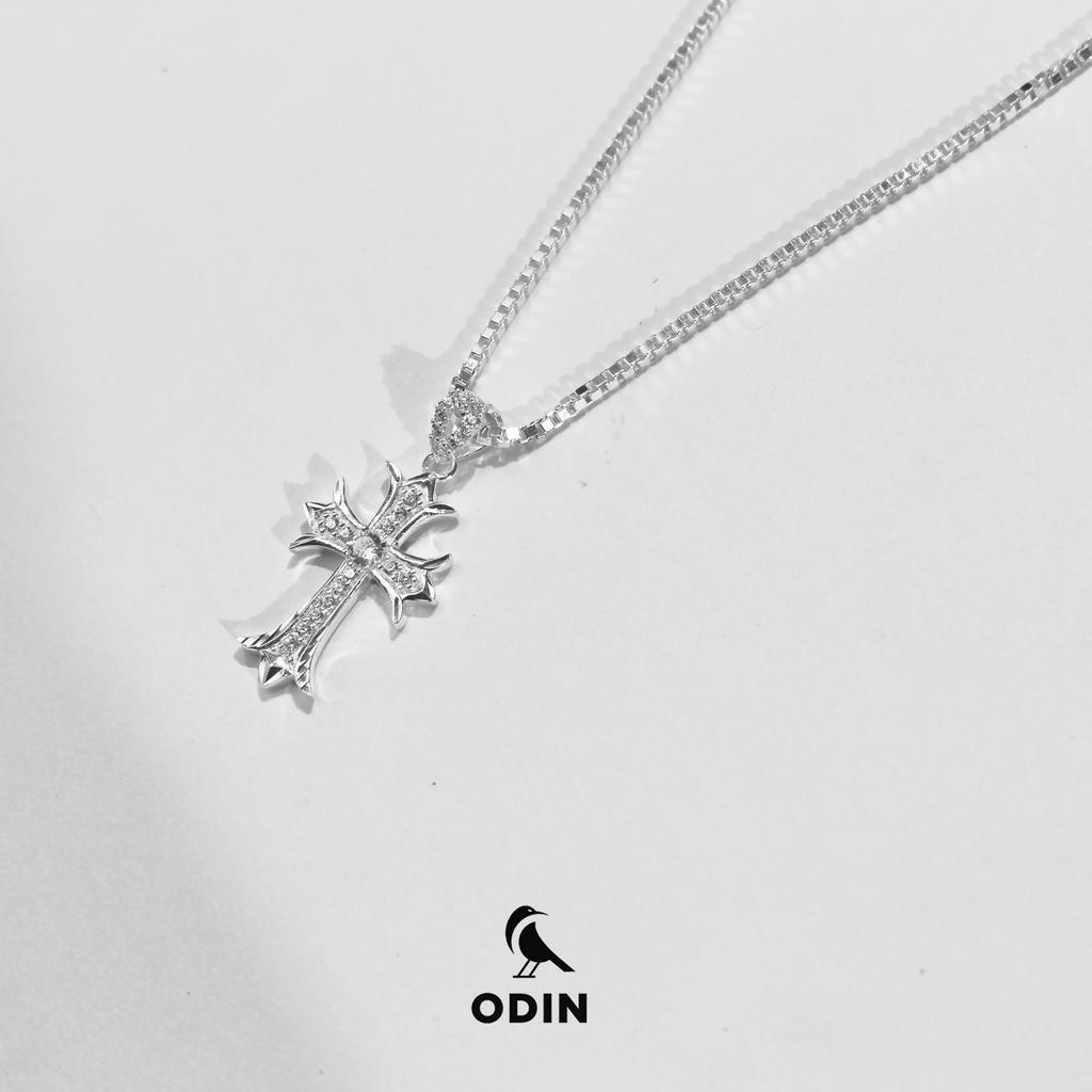 Dây chuyền thánh giá GOTHIC bạc s925 đính đá phong cách cổ điển, thanh lịch với họa tiết hoa Iris