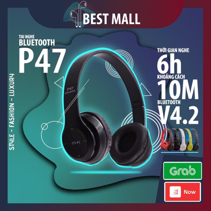 Headphone Tai Nghe Chụp Tai Bluetooth 5.0 P47 Không Dây  Giá Rẻ Dễ Thương Siêu Cute 2021