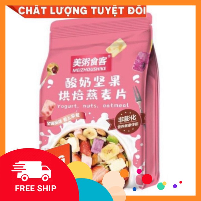 Ngũ Cốc Giảm Cân  Sữa Chua Mix Hoa Quả Trái Cây Sấy Khô Oatmeal Yến Mạch 400G - Đồ ăn vặt nội địa RUVASK