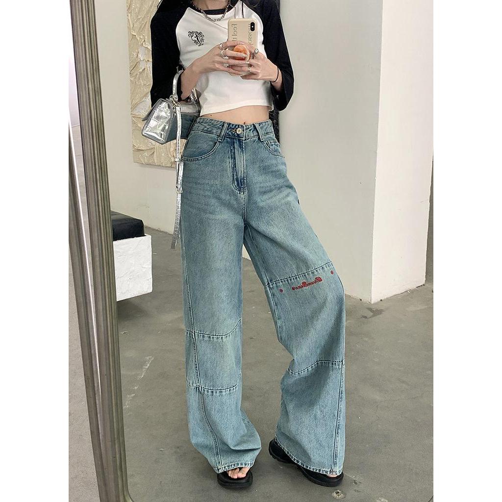 Quần Jean Ống Rộng Lưng Cao Theo Phong Cách Retro Mùa Hè 62236