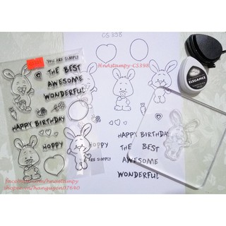 hnastampy CS398 con dấu tem trong suốt seal clear stamp dùng cho thiệp handmade scrapbook planner bộ Thỏ Hoppy