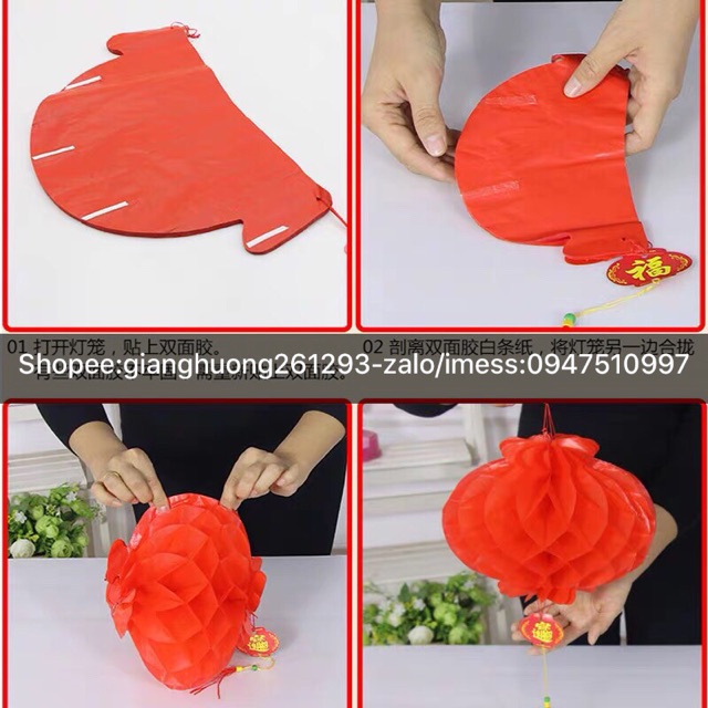 Đèn lồng đỏ Nilon mini chữ Phúc 30cm/25cm/20cm treo trang trí lễ Tết - đèn lồng chống nước