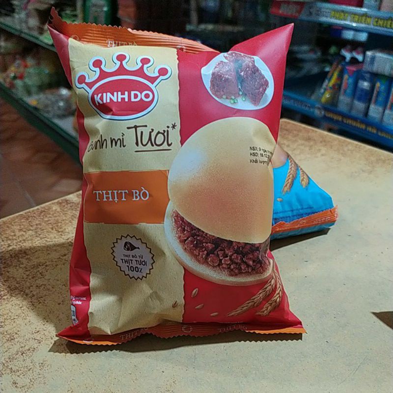Bịch 10 chiếc bánh mì tươi thịt bò 70 gam kinh đô